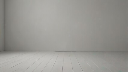 Fototapeta premium Minimalist Empty Room With Neutral Walls and White Wooden Flooring