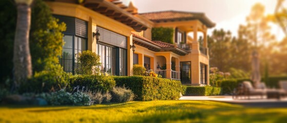 Fototapeta premium Luxury House Side View selective focus.