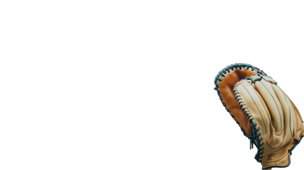 A baseball glove positioned on a plain background, ready for play.