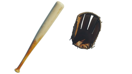 A baseball bat and glove, essential gear for playing baseball.