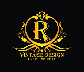 Luxary R letter logo design