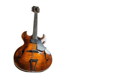 Fototapeta premium A beautifully crafted hollow body guitar with a warm, rich finish.