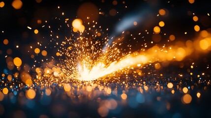 Glowing Sparks Burst Across Dark Background