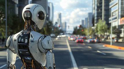 Fototapeta premium AI-powered edge computing for autonomous robotics, enabling real-time decision-making for dynamic task execution in complex environments.AI-powered edge computing for autonomous robotics, enabling rea