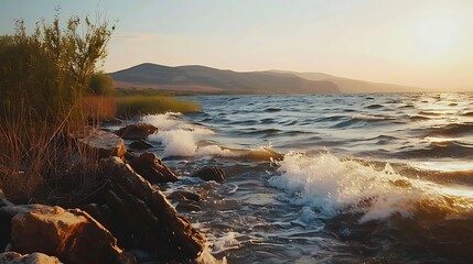 Obraz premium Beaches are serene and picturesque destinations, often characterized by their golden sands, rolling waves, and vibrant sunsets. They offer a tranquil escape where the soothing rhythm of the ocean calm