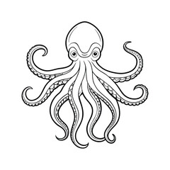 octopus line art vector illustration
