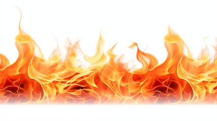 Blazing Fire Texture on Isolated on white Background
