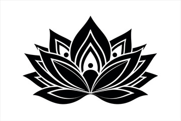 Lotus Lily Water Flower in Vintage Woodcut Style - Elegant Botanical vector silhouette art