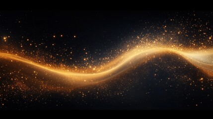 Obraz premium Golden Dust Wave Motion in Dark Environment with Soft Focus and Chiaroscuro Lighting