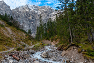 Mountain stream at Großer Ahornboden in the Karwendel Mountains, Austria – scenic alpine nature landscape