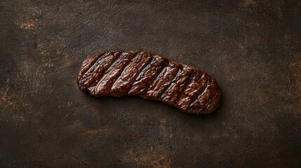 Grilled Steak on Dark Brown Surface