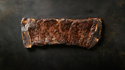 Perfectly Grilled Ribeye Steak on Dark Background