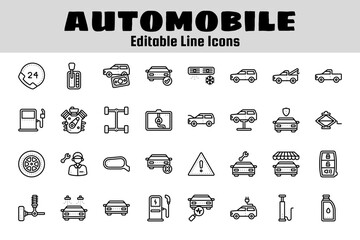 Automobile outline icon set