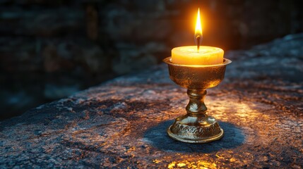 Serene Golden Candlelight on Ancient Stone