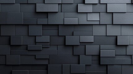 A modern abstract background of overlapping dark rectangular tiles, showcasing depth and texture in sleek, minimalist design