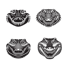 Crocodile Face Silhouette Vector Set - Wildlife Reptile Illustration Pack