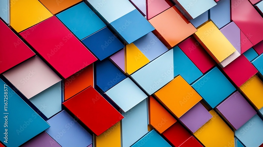 Poster Colorful geometric cube blocks pattern background.