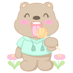 Cute bear and lollipop 