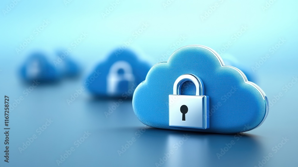 Aufkleber Secure Cloud Computing Concept Representing Data Protection with Digital Lock Icons for Cybersecurity and Privacy in Modern Technology Environments