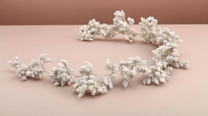 view of heather flowers in a bridal hairpiece, showcasing the subtle beauty and delicate design. | Heather 