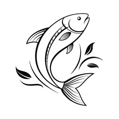 minimalist fish logo using clean lines vector illustration