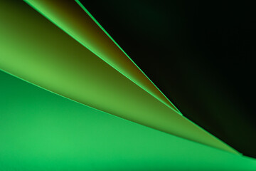 Colorful abstract curves in shades of green tints and black creating a dynamic visual experience