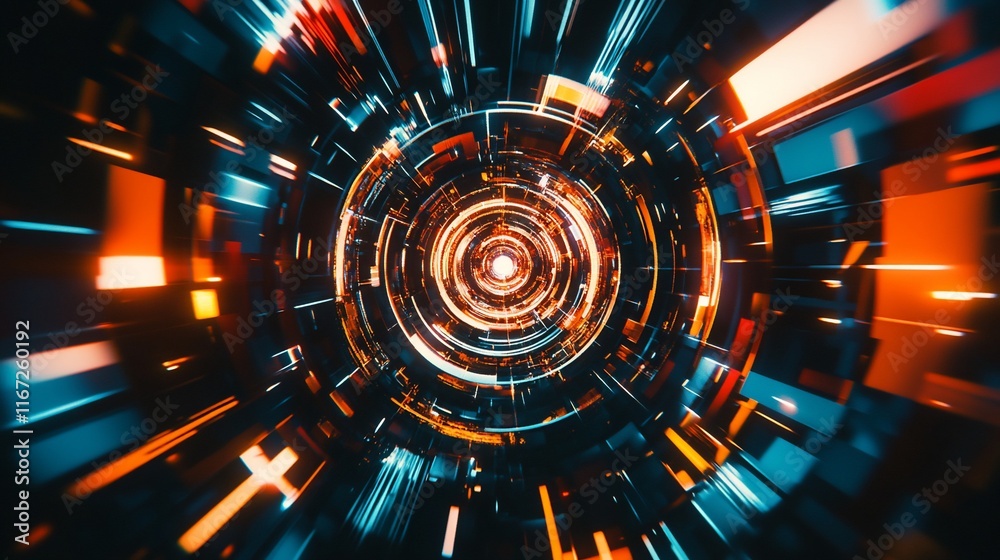Aufkleber abstract glowing tunnel of lines and shapes.