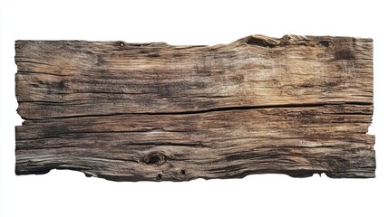 Isolated on a white background, an empty old wooden signboard

