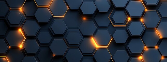 Futuristic hexagonal background with glowing edges creating a modern, tech-inspired pattern