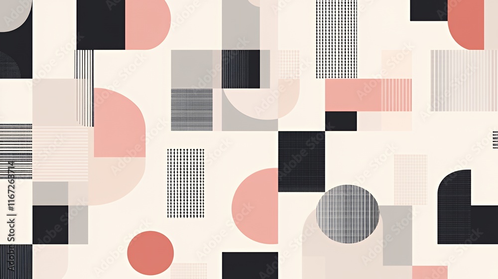 Poster abstract geometric pattern design in pink black and gray