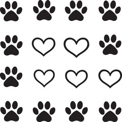 heart with dog paw vector