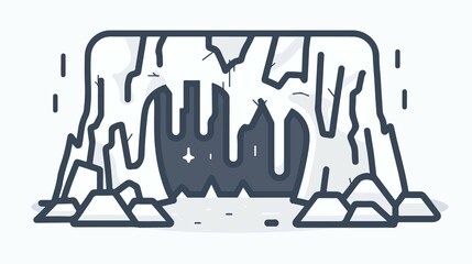 Mysterious Cave Cavern Animal Den Dungeon Line Art Vector Icon