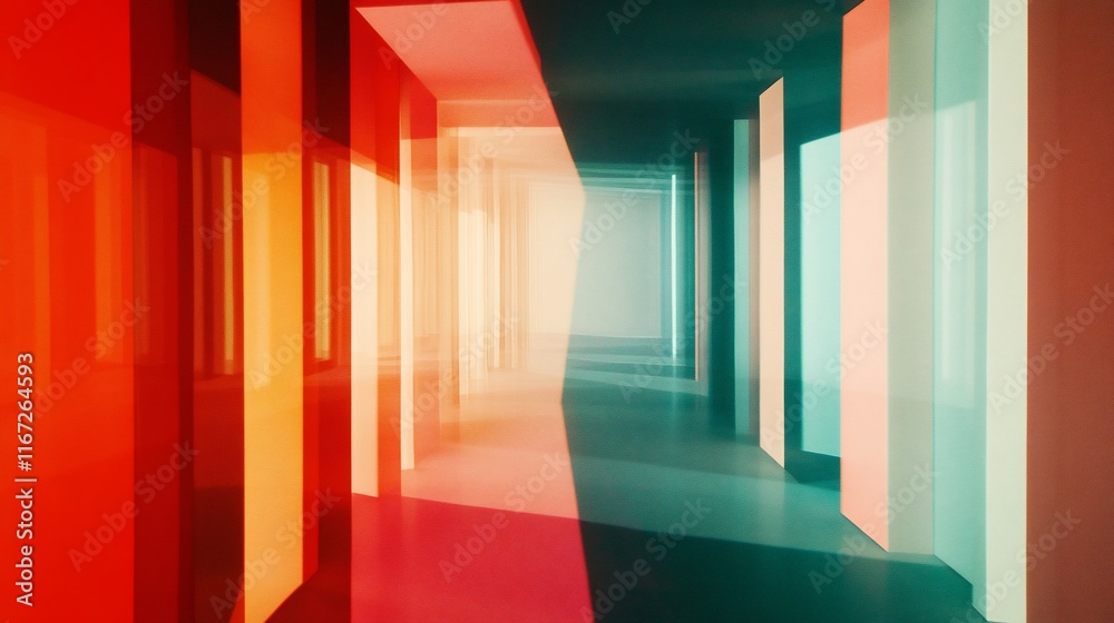 Aufkleber Abstract corridor with geometric colorful columns.