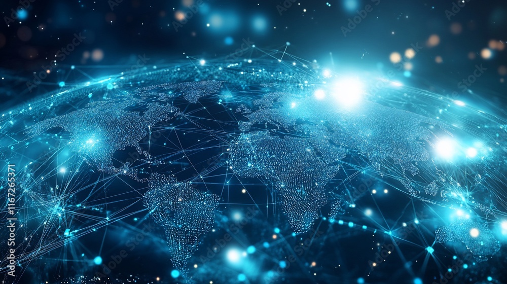 Poster Global network with illuminated connections.