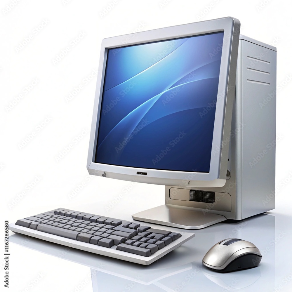 Wall mural digital computer set on white background