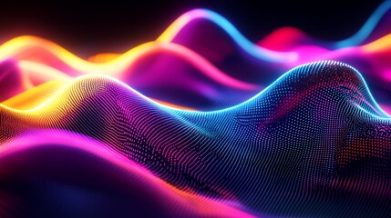 Abstract Colorful Waves of Light and Dots