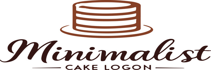 A minimalist cake logo design centered on a clean white background, featuring a stylized, modern cake illustration 