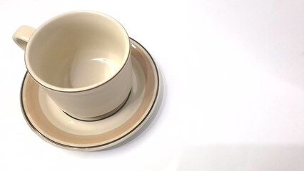 Brown Striped White Ceramic Tea Cup