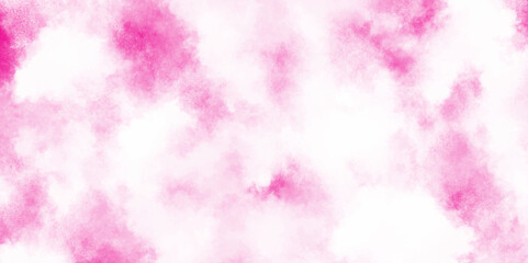 Grunge frame Soft pink watercolor background, summer winter day and pattern clouds backdrop pink color, Ink effect light magenta color shades gradient illustration on textured paper background.