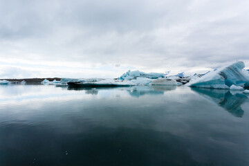 Icebergs on water, Jokulsarlon glacial lake, Iceland