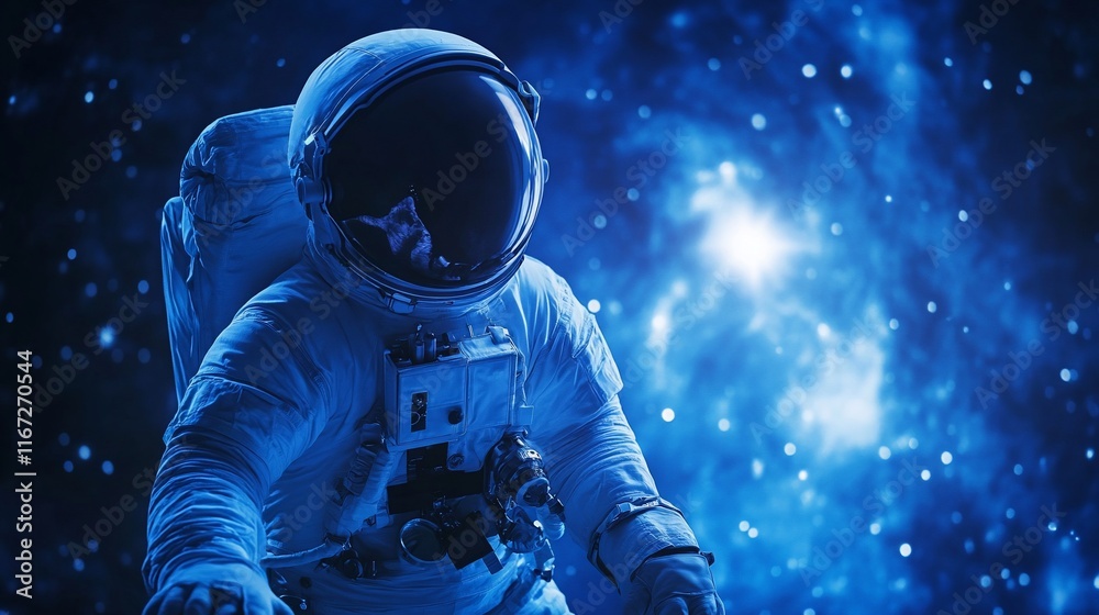 Poster astronaut with space background.