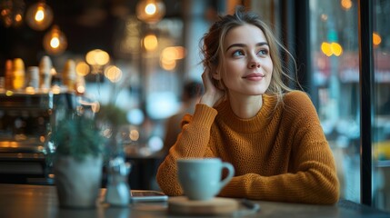 Warm Tones Cafe Remote Working Scene