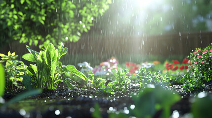 Fototapeta premium AI-powered smart home irrigation systems that monitor soil moisture and weather conditions to optimize water usage for gardens and lawns.