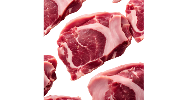 Raw Fresh Pork Shoulder Cut Isolated on Clean White Background - High-Quality Meat for Cooking, Butchery, and Culinary Use - 1