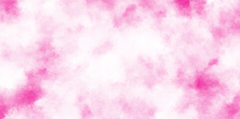 Grunge frame Soft pink watercolor background, summer winter day and pattern clouds backdrop pink color, Ink effect light magenta color shades gradient illustration on textured paper background.
