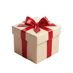 Obraz premium Gift Box with Red Ribbon on White Background