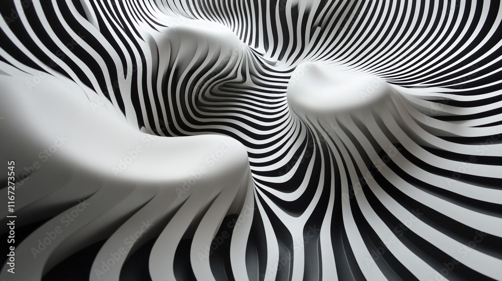 Poster Abstract monochrome flowing pattern.
