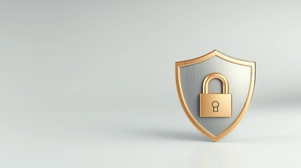 Change Your Password Day 3D model of a golden shield with a padlock symbol for security.