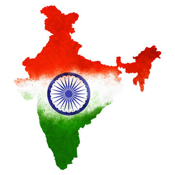 Illustration of Indian map with tricolor and Ashoka Chakra on transparent background, Happy Independence Day and Republic Day 