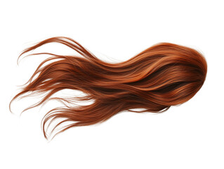 Long Auburn Hair Falling on White Background